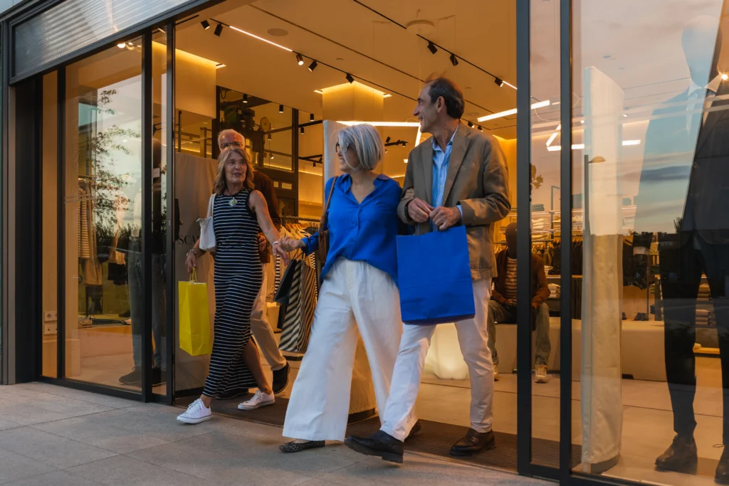Retail Fixture Store Grand Opening, People excited walking in and out